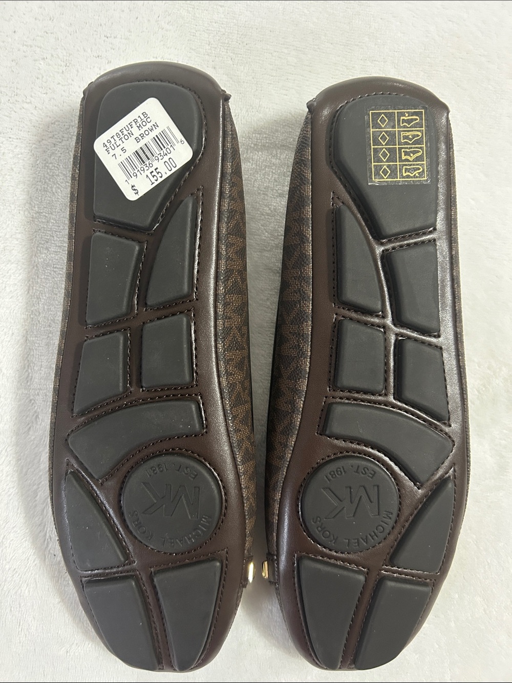 Michael Kors Brown Logo MK Leather Ballet Flats with Gold Emblem - Picture 3 of 3